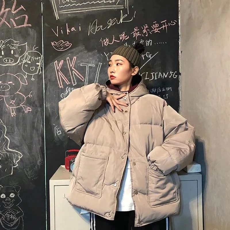 Women's Thick Coat Double-sided Wear Tooling Padded Jacket 2021 Women's New Wild Harajuku Style Loose Warm Cotton Student Jacket