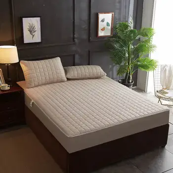 

Zipper Type Cotton Bed Cover Six-sided All-inclusive Mattress Cover Pad Thick Soft Mattress Protector Anti Mites Bugs 5 Colors