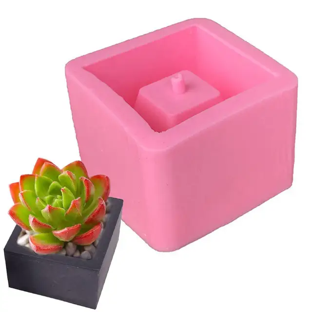 Mini Négyzet Alakú Zamatos Növényi Virág Edény Szilikon Barkácsbeton Cement Agyag Penész Virágcserapu Geometriai Gipszerőlap