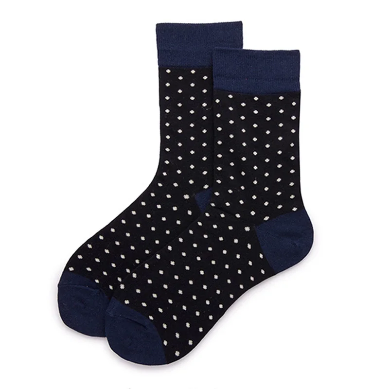 Fashion Dot Cotton Men's Socks Long Stripe Crew Socks Man Business Casual Happy Socks Calcetines Mujer