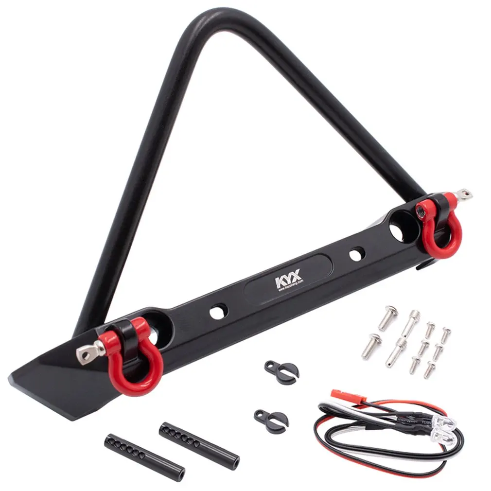 

KYX Racing Alloy Front Bumper Anti-collision with light wire Upgrades Parts for Axial scx10 TRX-4 RC Crawler Car Accessories