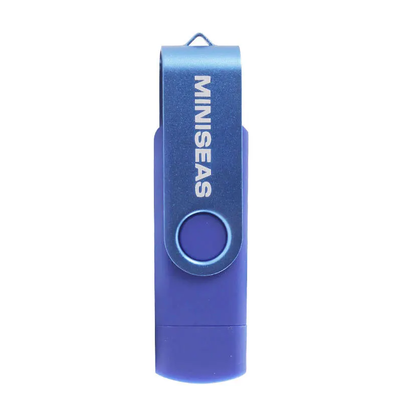 Usb флеш-накопитель Miniseas, 8 цветов, вращение, OTG, телефон, ручка-накопитель, 4 ГБ, 8 ГБ, 16 ГБ, 32 ГБ, 64 ГБ, память, Usb флешка флеш-накопитель - Цвет: Синий