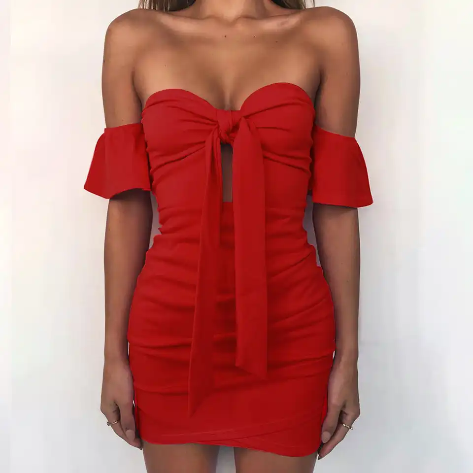 off shoulder tube dress