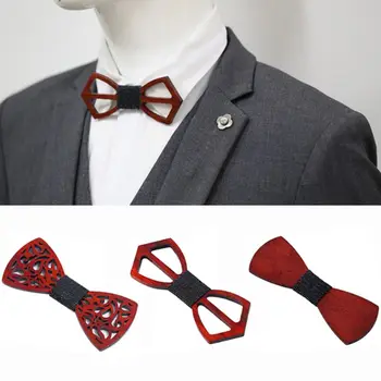 

Handmade Rosewood Mens Bow Tie Hollow Carved Floral Rhombus Moustache Beard Vintage Bowknot Anniversary Birthday Wedding Gift