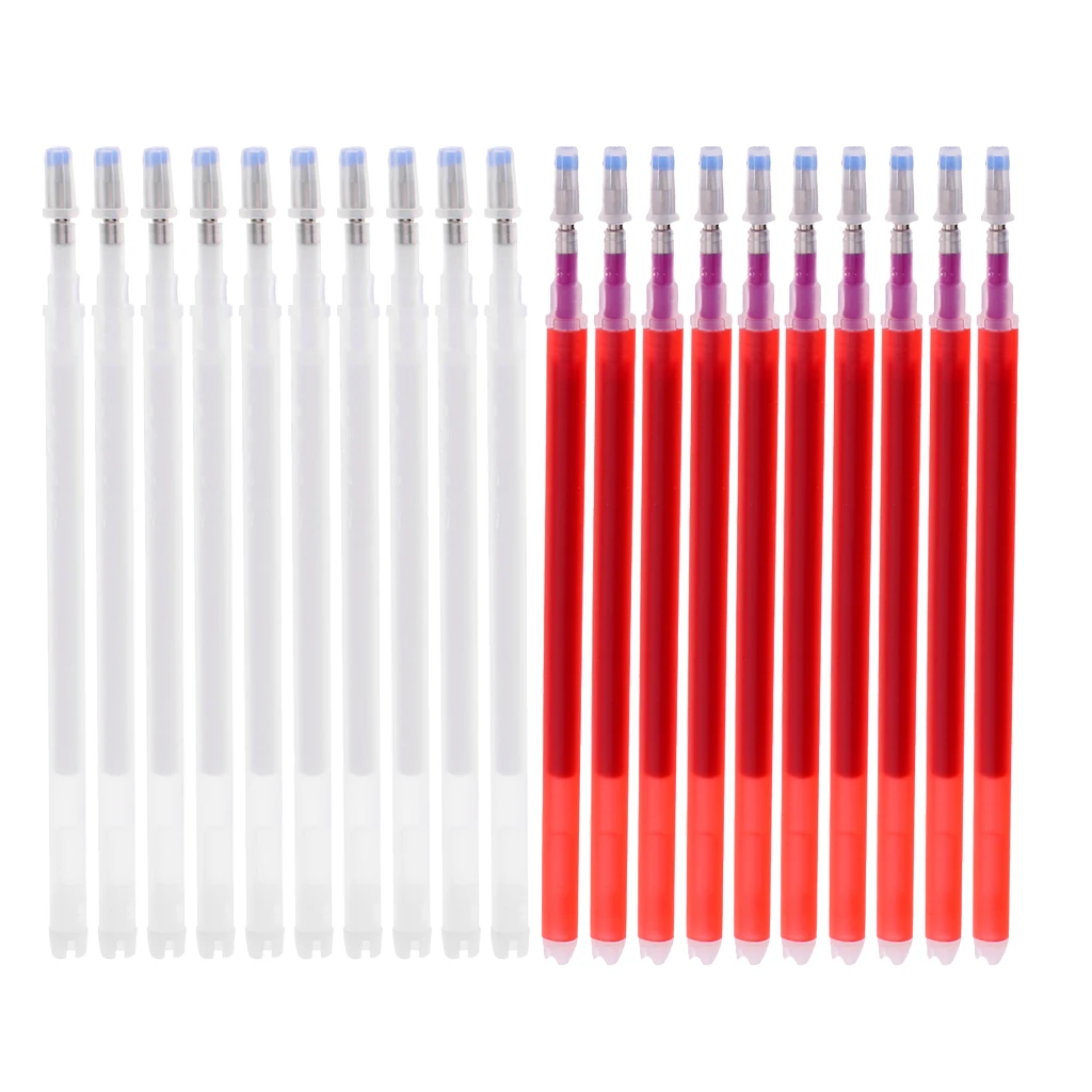 20 Pieces Heat Erasable Refill Pen Heat Vanishing Fabric Markers for DIY Leather Textile Red/White