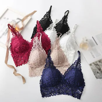 

Women Bralette Seamless Deep V Lace Bra Wireless Thin Underwear Sexy Lingerie Soft Push Up Bras New