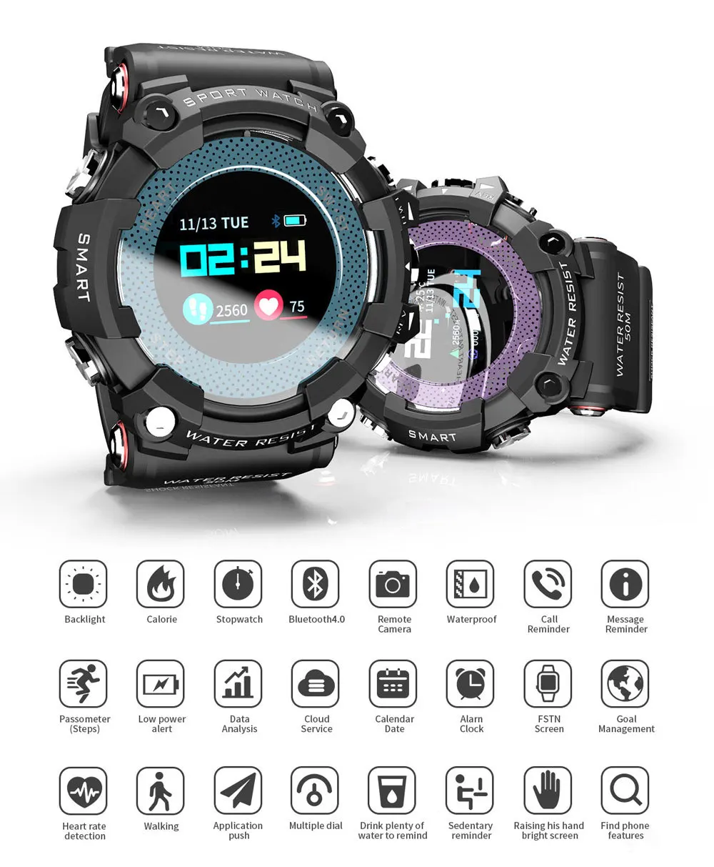 

MX16 Color Screen Sport Smart Watch 50 ATM Waterproof Men Heart Rate Monitoring Long Time Standby Smartwatch Men Android IOS
