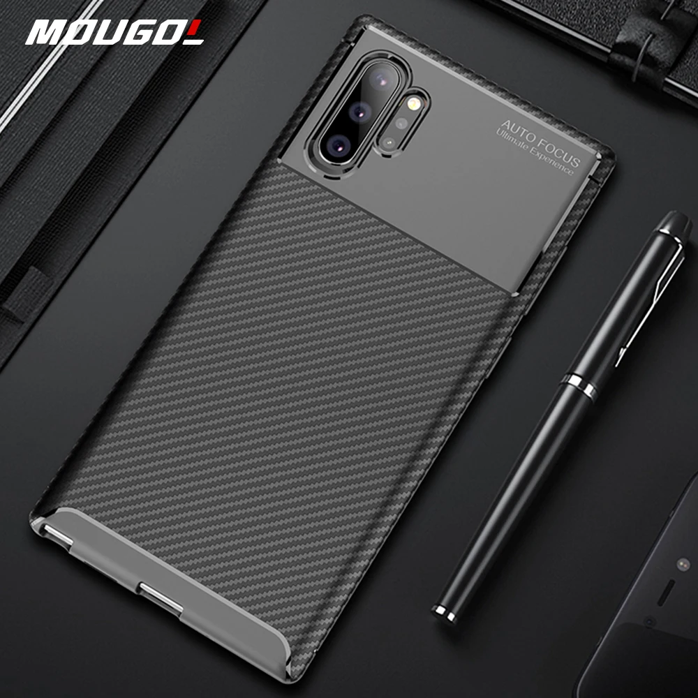 For Samsung Galaxy Note 10 Plus Case Luxury Carbon FIber Cover 360Full Protection Phone Case For Samsung Note 10+ Cover Bumper 1
