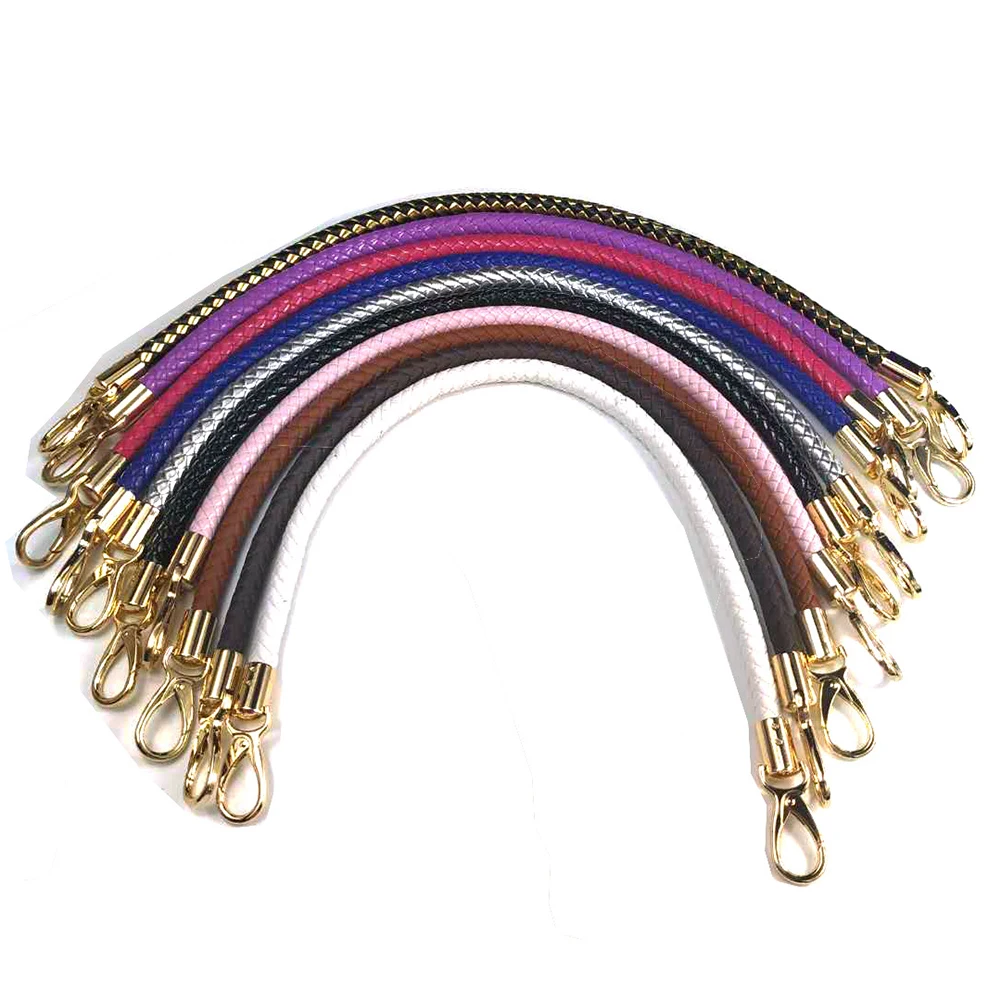 

1 pc Detachable Replacement PU Leather Shoulder Straps Ladies Handbag Belt Rope Solid Color Round Handles DIY Bag Accessories