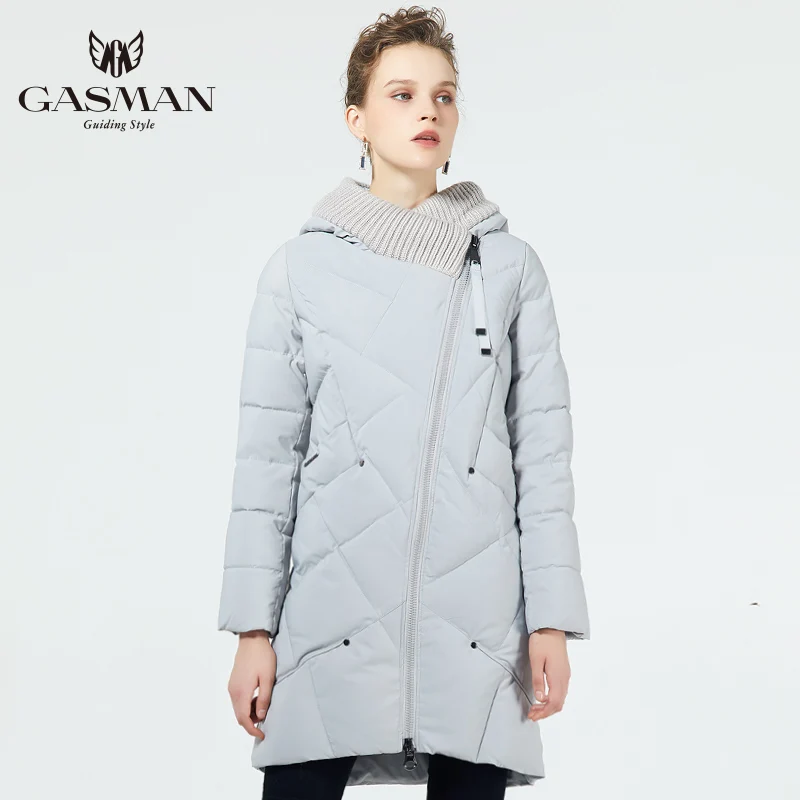GASMAN 2019 модная куртка женская теплая парка с капюшоном био пух пальто большой
