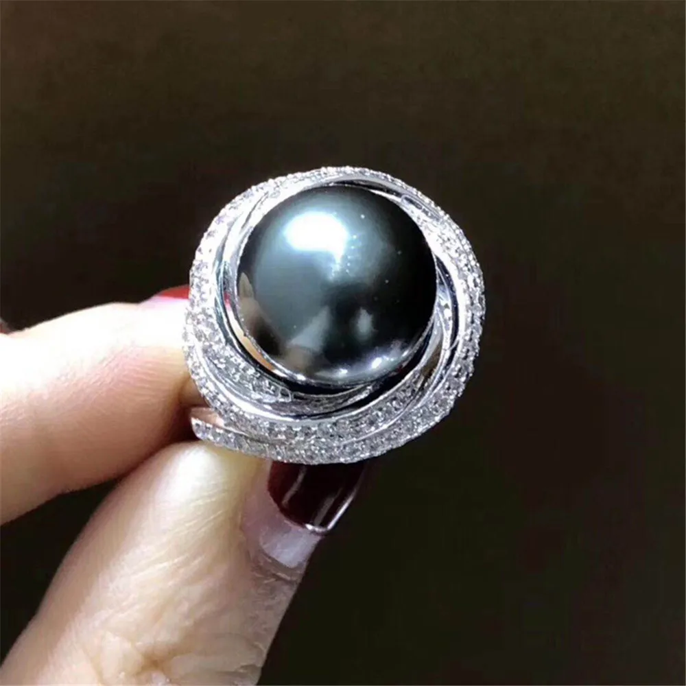 

S925 Sterling Silver Fashion Heart Pearl Ring Accessory Adjustable Ring Mountings DIY Rings Jewelry Making Gift
