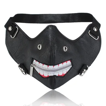 

Respirator Motorcycle Mask for mouth Black Half Face Mask Reusable Washable zipper Leather Protective Mouth Cover Fast Shipping