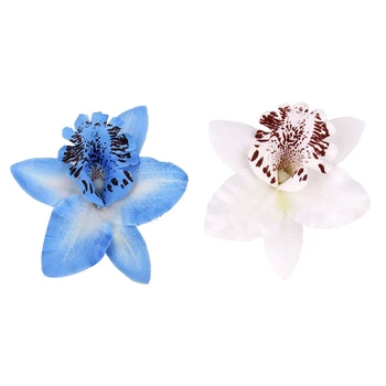

40Pcs 8Cm Simulation Thailand Orchid Head - 20 Pcs White & 20 Pcs Blue