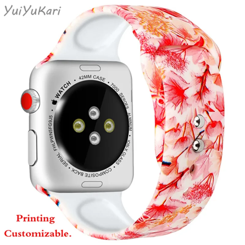 Ремешок с принтом для apple Watch band 4 (iwatch 5) 44 мм 40 watch 3 2 1 ремешок 42 38 силиконовый