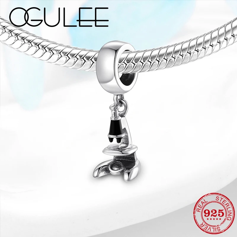 

Creative DIY Real 925 Sterling Silver Black Enamel Microscope Pendant Beads Fit Original Pandora Charm Bracelet S925 Jewelry