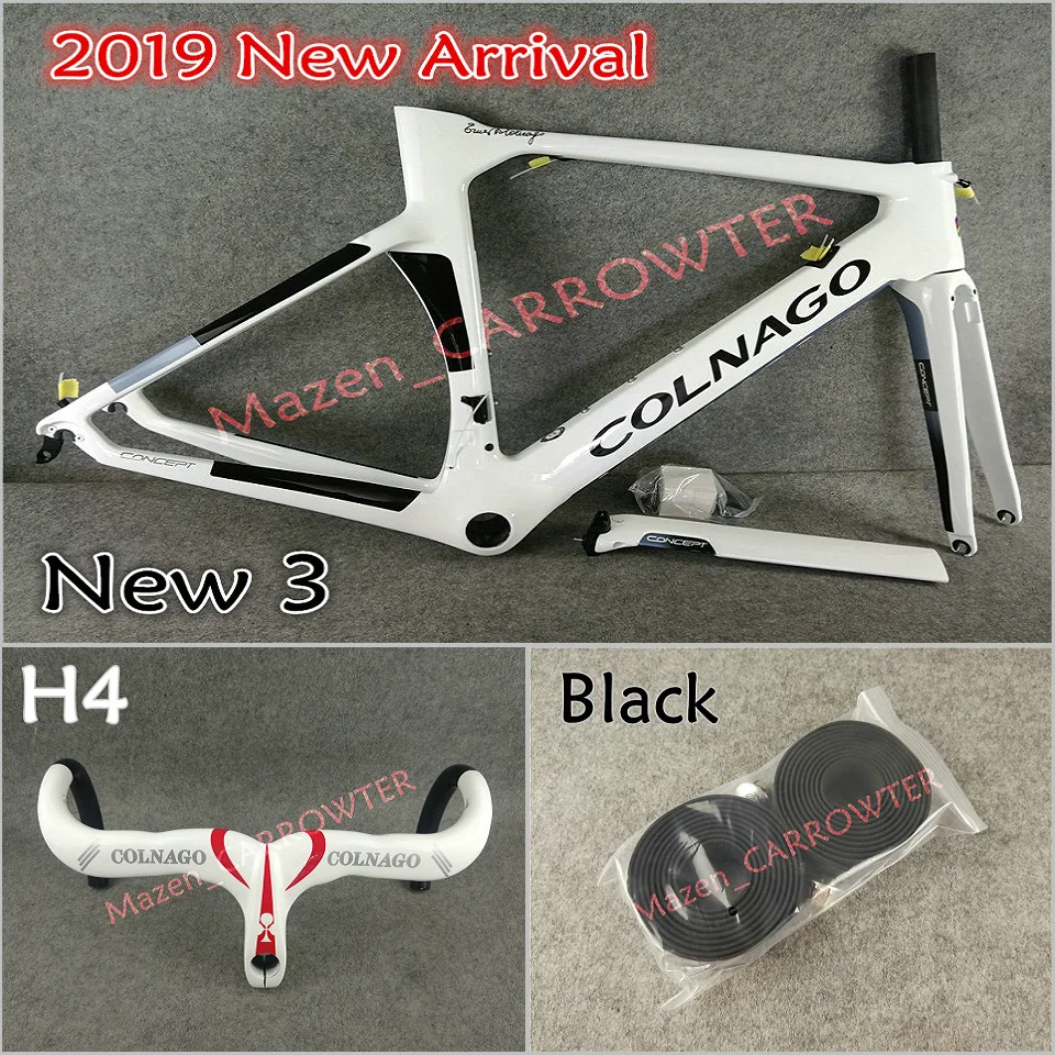 NJWH Белый Черный Colnago концепция карбоновые шоссейные рамы руль седло бутылки клетки 50 мм карбоновые колеса A271 ступицы - Цвет: Package 5