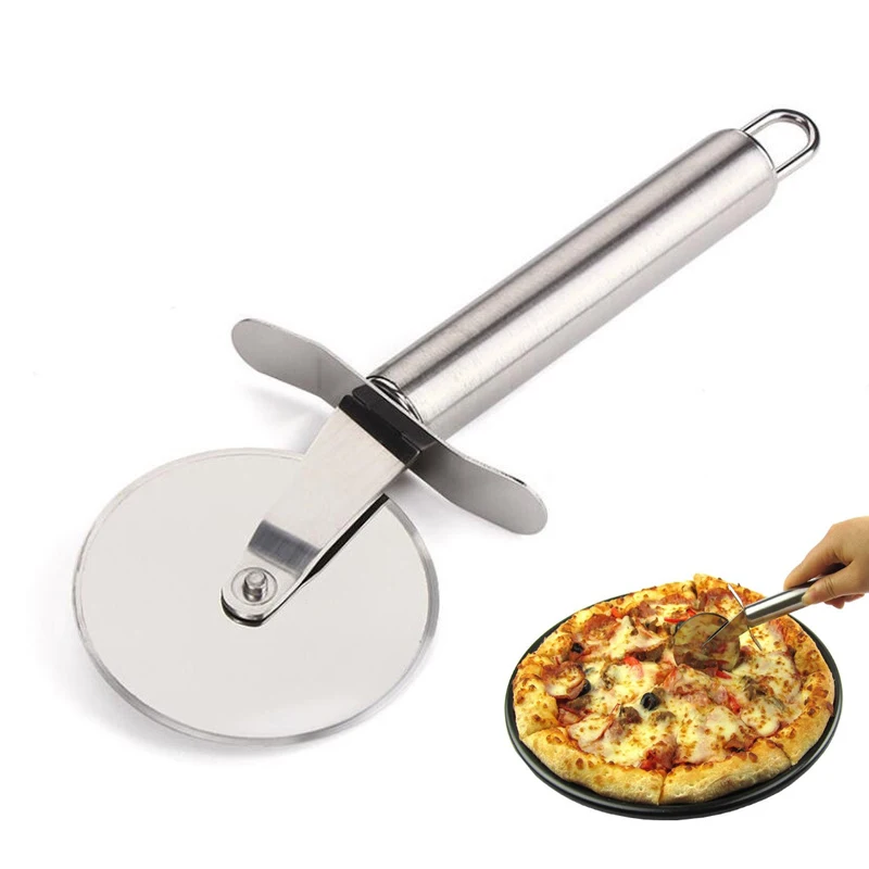 Stainless Steel Pizza Cutter single Roller Pizza Knife Cutter Pastry Pasta Dough Crimper Kitchen Tools