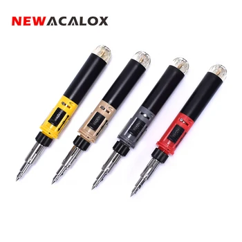 

NEWACALOX Butane Gas Soldering Iron Kit Cordless Self-Ignition Welding Gun Torch Welding Repair Soldering Pyrography Tool Set