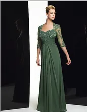 

free shipping maxi 2019 new design vestidos de festa green long party elegant with sleeve formal gown mother of the bride dress