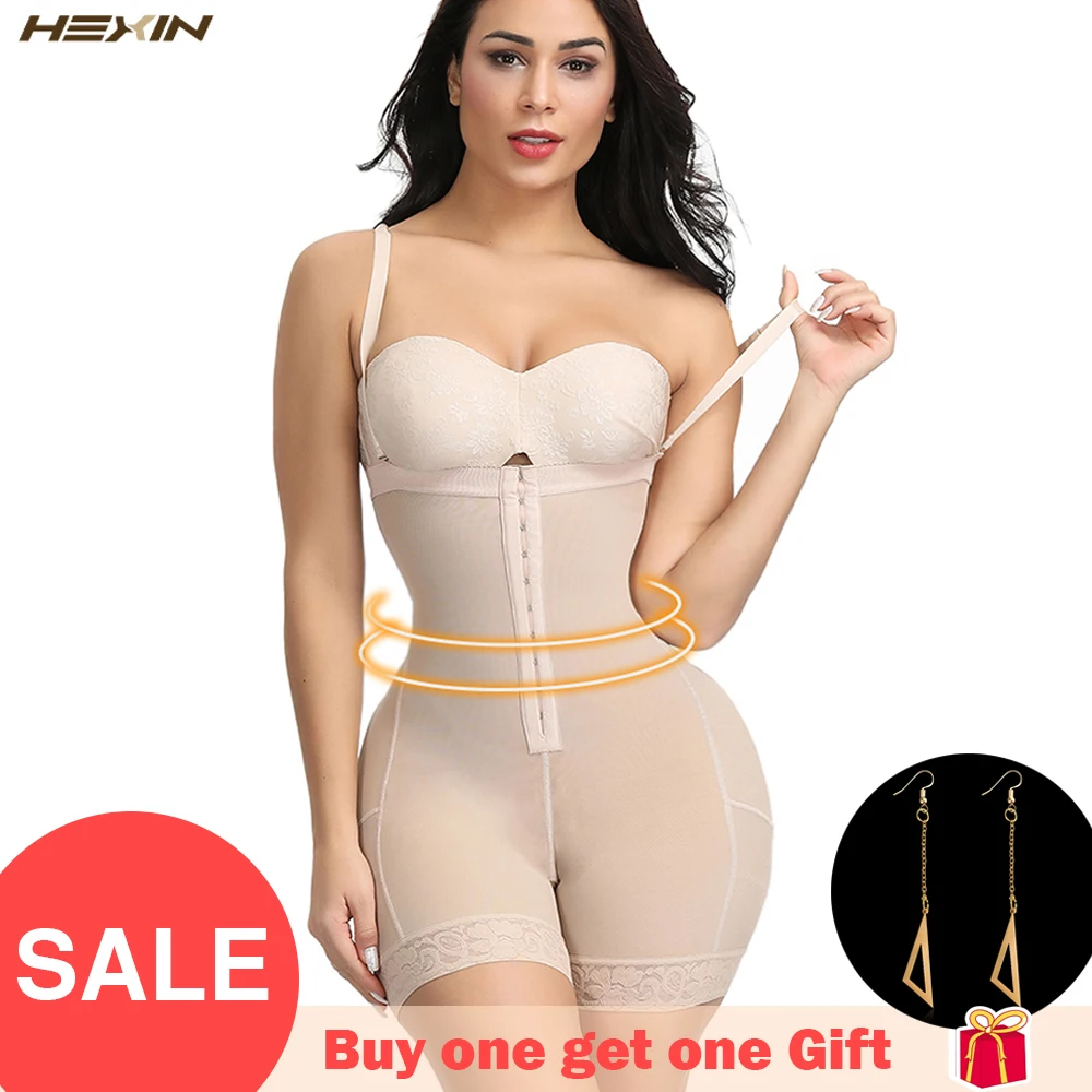 

HEXIN Plus Size Women Full Body Shapewear Underbust Slimming Mid thigh Shaper fajasTummy Control Seamless Postpartum Body Girdle
