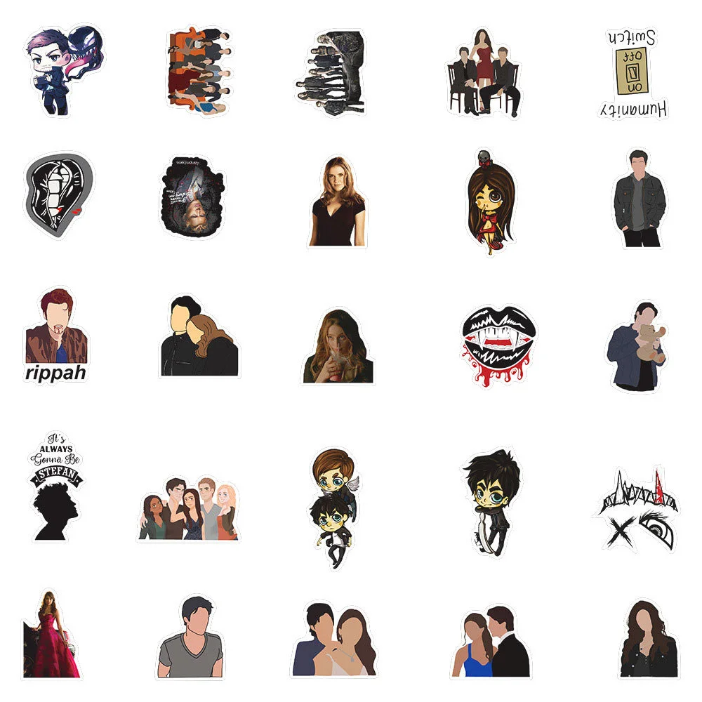10/30/50PCS Popular American TV Series The Vampire Diaries Graffiti Stickers Luggage Motorcycle Laptop Stickers Wholesale