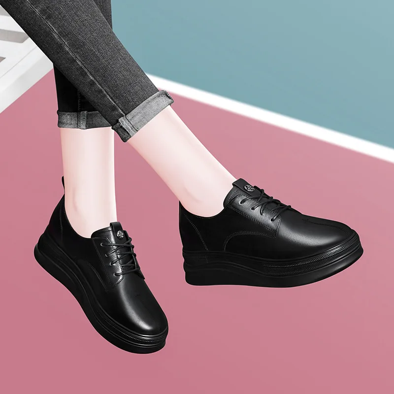 

Thick Bottomed Loafers Women's British-Style Small Leather Shoes Slip-on WOMEN'S Casual Shoes Leather Shoes Centennial 2124