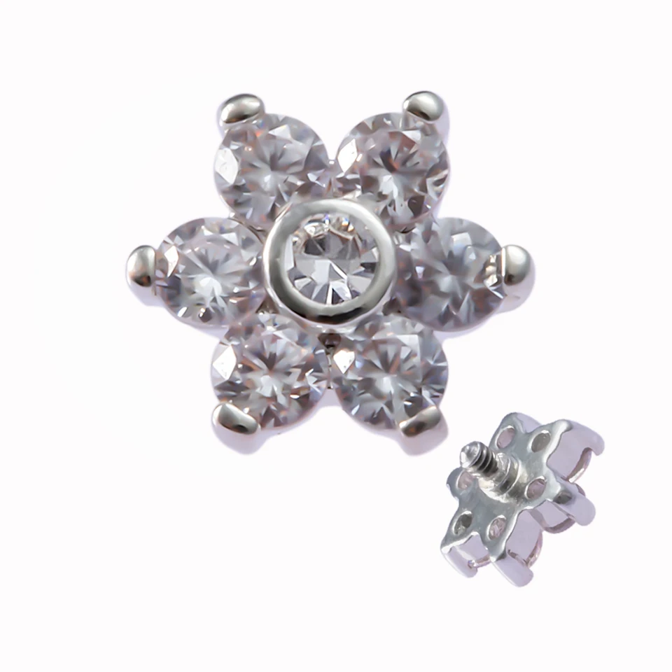 1PCS Stainless Steel Dermal Anchor Zircon Top Skin Implants Dermal Jewelry Sexy Surface Piercing Accessory 1.2MM/16G Screw