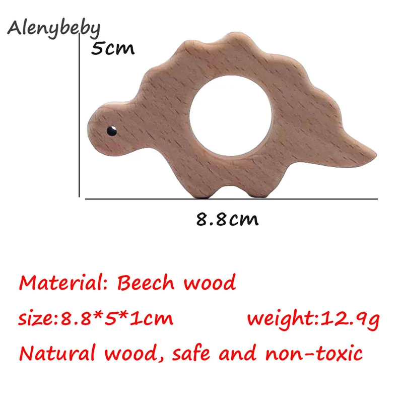 Stegosaurus-50pcs 50pcs DIY Baby Teether Toys Organic Natural Beech Wooden Hand Cut Toy Baby Wooden Teether Gift Wooden Personalized Pendent - Цвет: Stegosaurus-50pcs