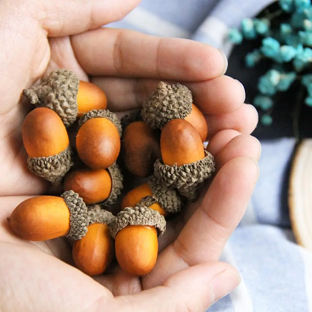 

20pcs Artificial Lifelike Simulation Small Acorn Plant Decoration Fake Fruit Autumn Home House Kitchen Decor Photography Props