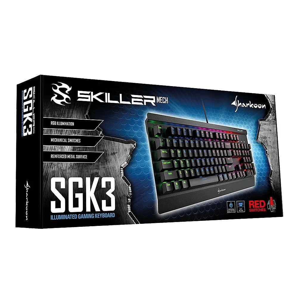 Клавиатура Sharkoon Skiller Mech SGK3 Brown механическая, проводная, подсветка RGB, USB, цвет: черный