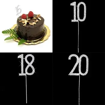 

10/16/18/20/21/25/50/60/70 Birthday Rhinestone Cake Topper for Dessert Anniversary Birthday Party Decoration Wedding Supplies