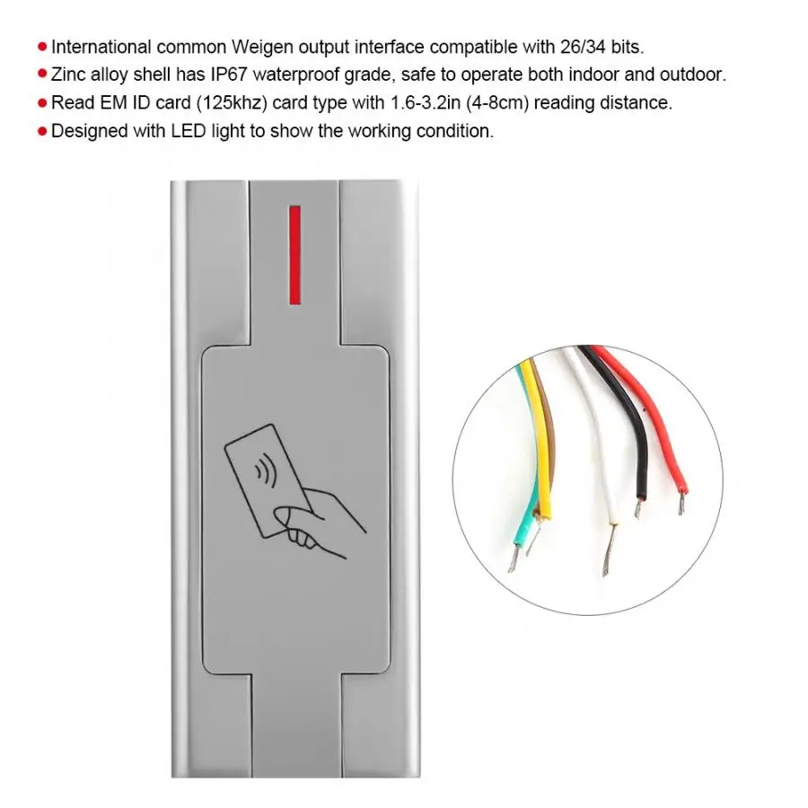 H2-R EM Wiegand 26/34 бит 125 кГц дверь rfid-карта доступа считыватель IP67 Водонепроницаемый для двери контроль входа системы