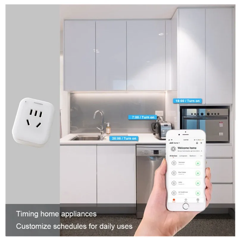 Беспроводная смарт розетка Dohome AU с поддержкой Siri/IOS Wi Fi 10 А пульт дистанционного