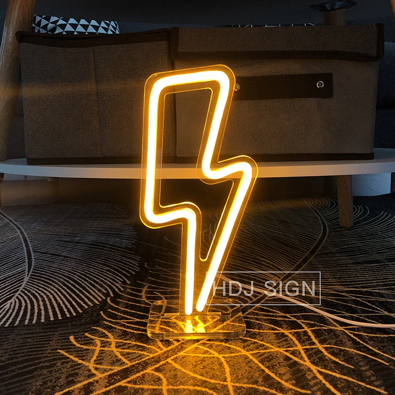 cool night lights Lightning Shape Neon Light USB Indoor Halloween Bedroom LED Desk Decor Lamp Living Room Table Night Light Wall Decor motion sensor night light