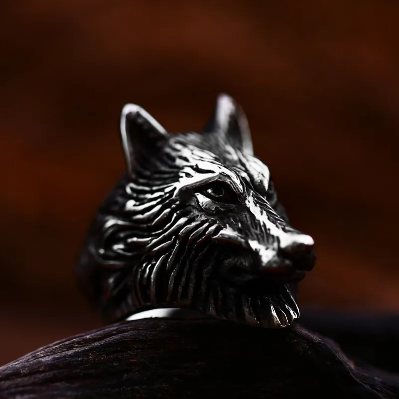 Steel Soldier Stainless Steel Punk style Animal Ice Wolf Ring Dark Vintage series Fashion unique stainless steel ring animal ring finger ring