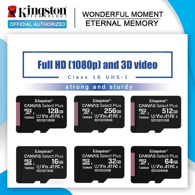 Kingston-Carte Micro SD/C10/A1/TF, 32/64/128/256/512 Go, mémoire flash  MBumental, pour lecture jusqu'à 100 - AliExpress