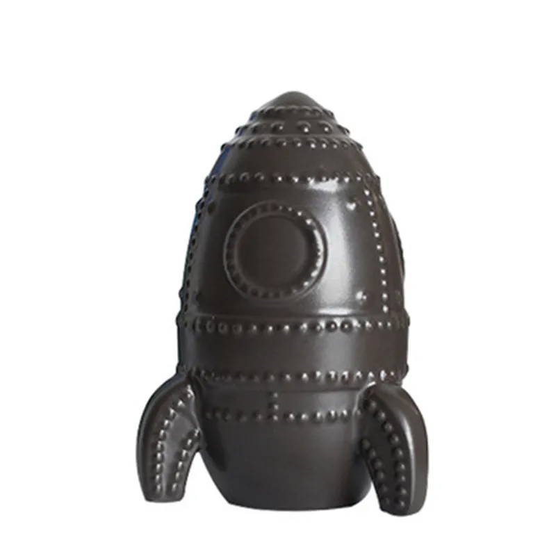  Nordic Style Aerospace Model Simulation Rocket Spaceship Ceramics Craftwork Statue Creative Childre - 4000135377068