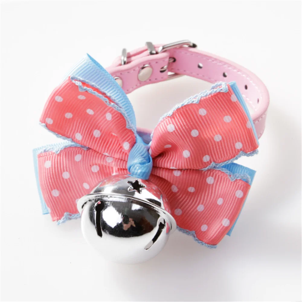 Pet Dogs Collars Retractable Puppy Collars With Bell Christmas Gift Cat Collar Breakaway Double Layer Bowknots Collars
