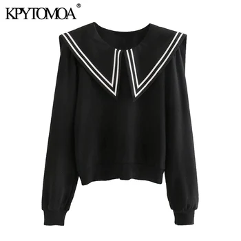 

KPYTOMOA Women 2020 Fashion Patchwork Sweatshirt Vintage O Neck Long Sleeve Female Pullovers Chic Tops