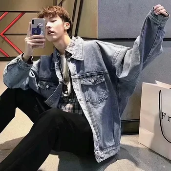 

Spring Denim Jacket Male South Korean Style Trend on The Joker Clothes Students Loose Function Wind Restoring Ancient Ways Coat