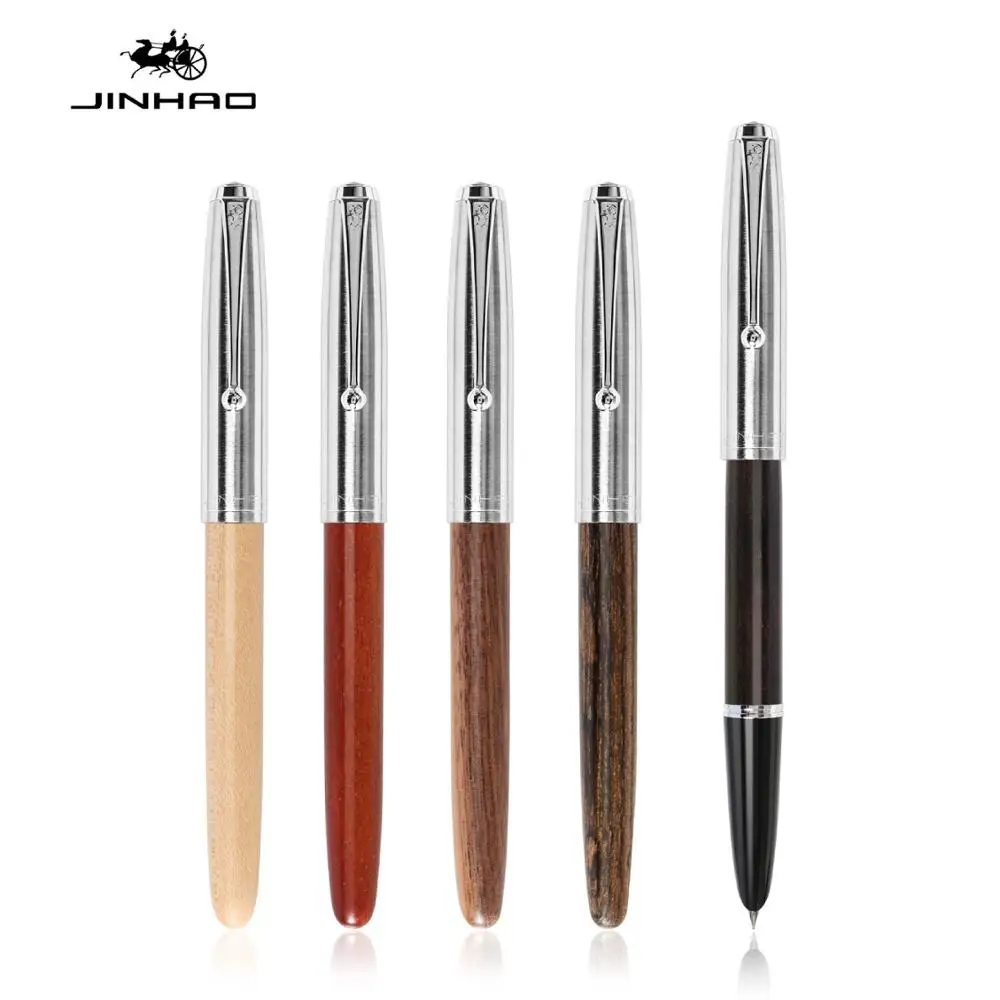 Jinhao 51A Peach Wood Fountain Pen Hooded Extra Fine Nib 