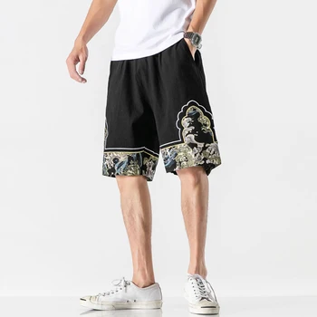 

Summer Short For Men Sports Casual Pants Cotton And Linen Embroidery Stitching Shorts Men's Plus Size Linen Pants 2020 Trousers