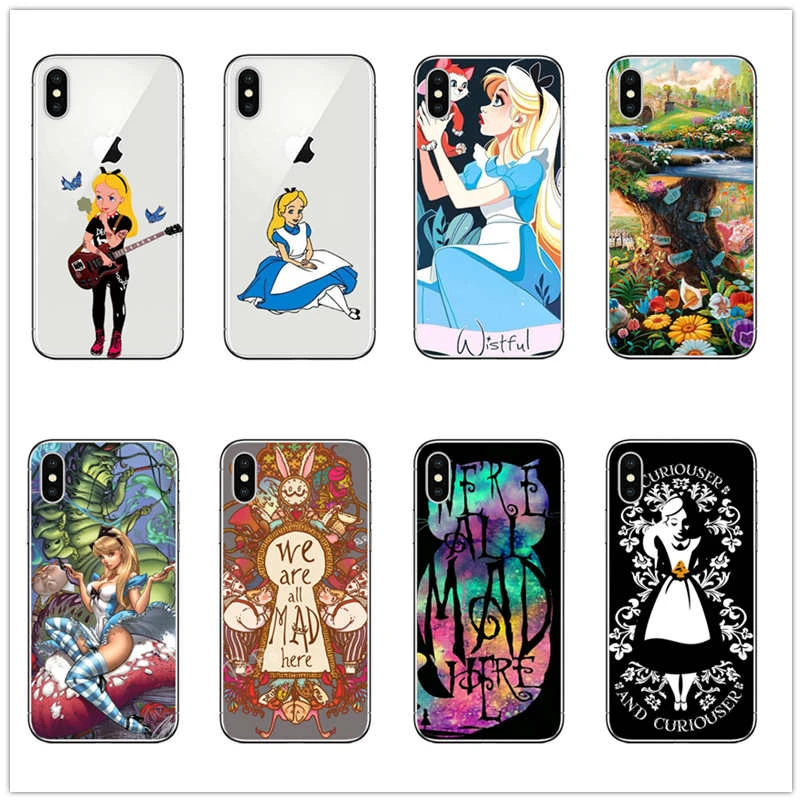 Alice in wonderland Phone Case For iPhone XR 6 7 8 X XS XS MAX 5 5S SE 6S PLUS TPU Silicone Case fashion Girl Cute Cartoon Cover