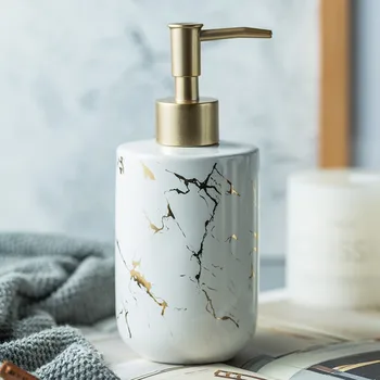 

300ml Bath Shampoo Storage Bottle Marble Grain Ceramic Bottles Hand Washing Liquid Soap Dispenser Press Sub-bottle