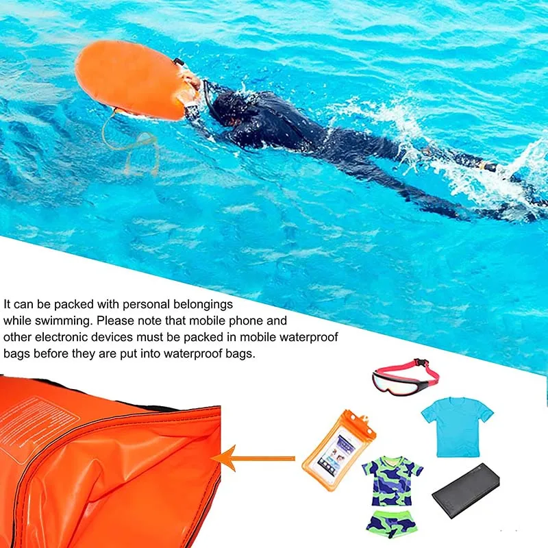 20L Inflatable Open PVC Swimming Buoy Tow Float Dry Bag Double AirBag With Belt High Visibility Swimming Water Sport Safety Bag swimming buoy rope float buoy