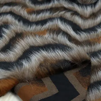 

Coffee Wave Pattern Faux Fur Printed Imitation Fur Thick Handmade Collar Plush Toy DIY Fabric 160x50cm
