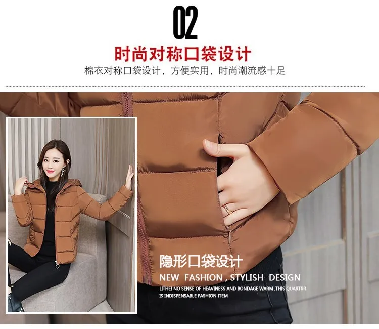 Off Season Cotton Coat Women's Short Korean-style Students Autumn& Winter Coat Slim Fit down Feather Cotton-padded Clothes Sm
