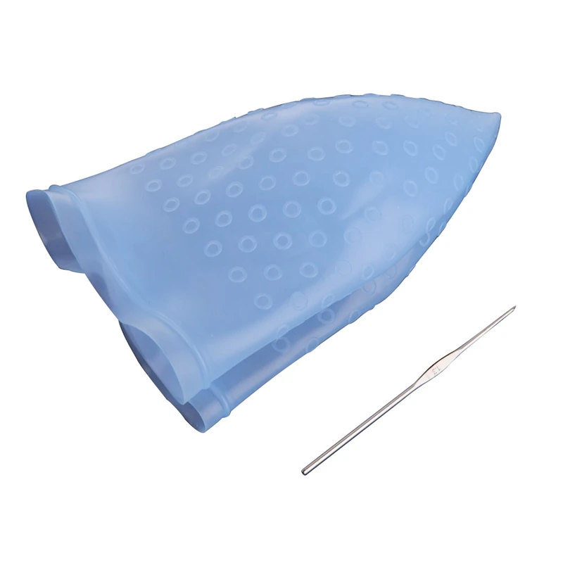 

Reusable Salon Highlighting Dye Hair Coloring Frosting Cap with Metal Hook Blue