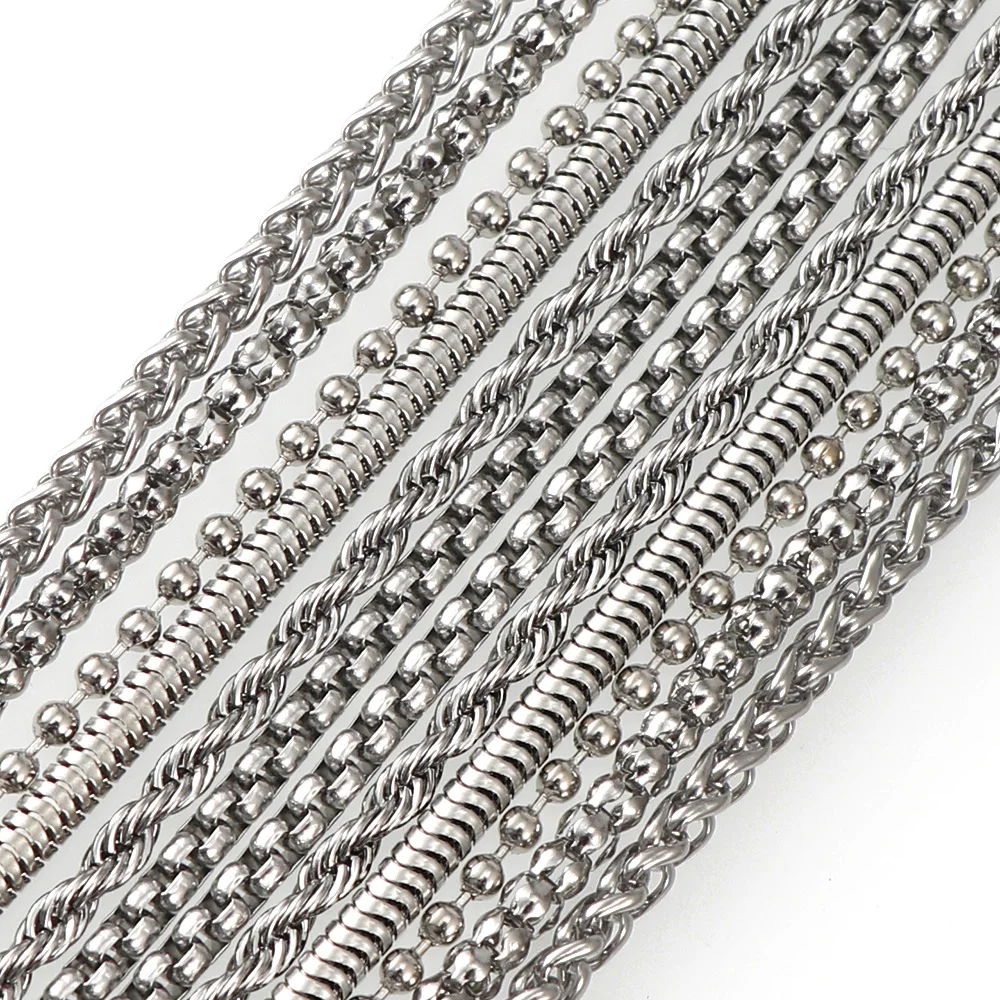 

6Style Stainless Steel Chain Necklace Filled Solid Necklace Curb Chains Link Men Choker Stainless Steel Male Female Jewelry