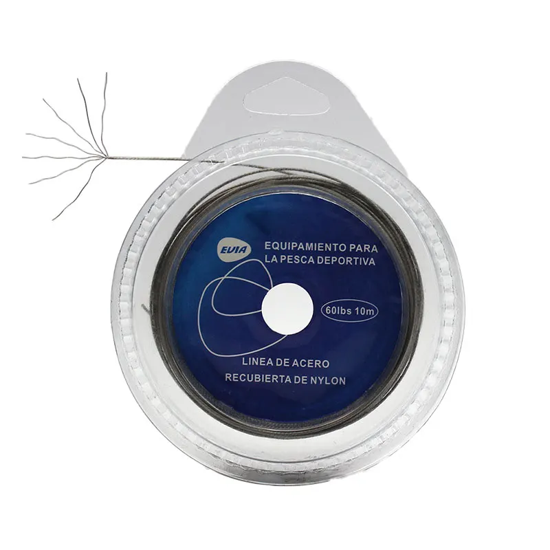 

7 Strands Braided Stainless Steel Fishing Line Surface Cover with Nylon 10M Woven Clip Connector 10-200 LBS for Sea Fishing